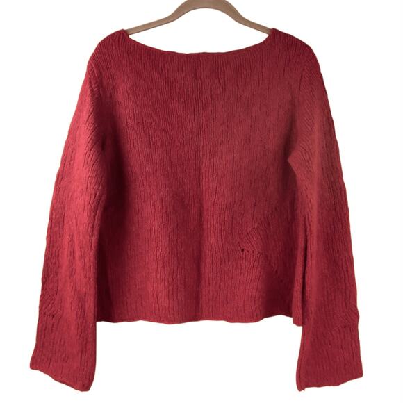 Eileen Fisher Wool Blend Sweater Size M Warm Brick Red Boxy Fit - Picture 3 of 8